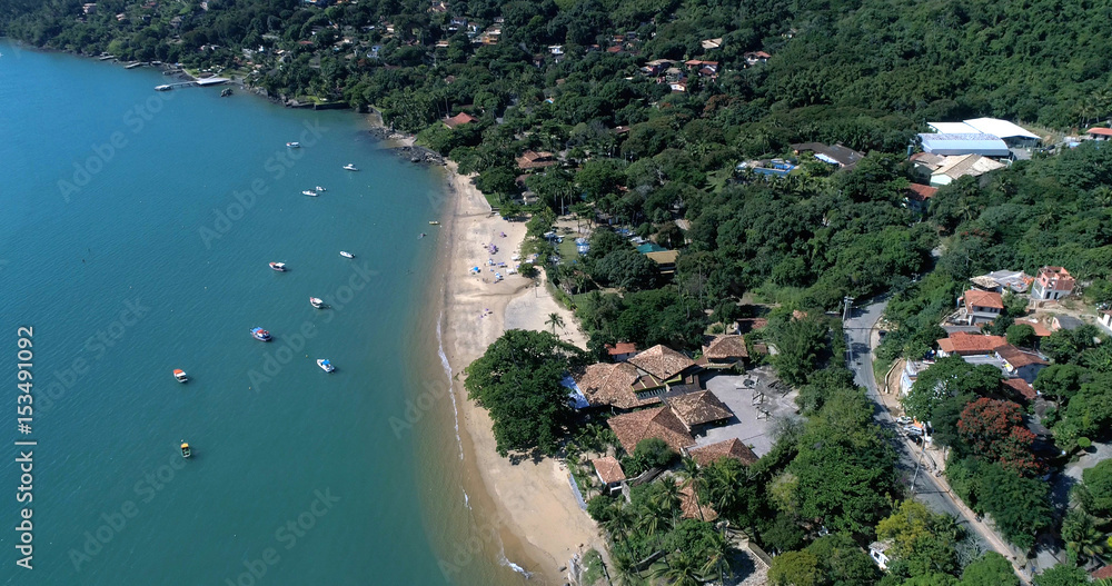 Aerial View of Armacao Beach in Ilhabela, Brazil