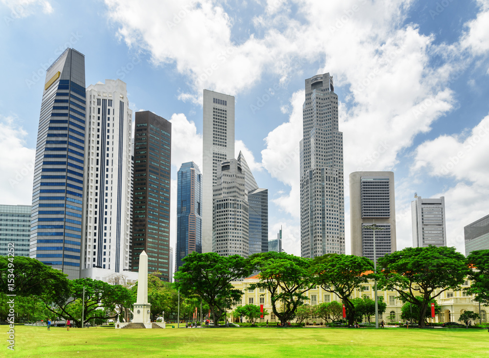 Scenic view of skyscrapers in downtown of Singapore