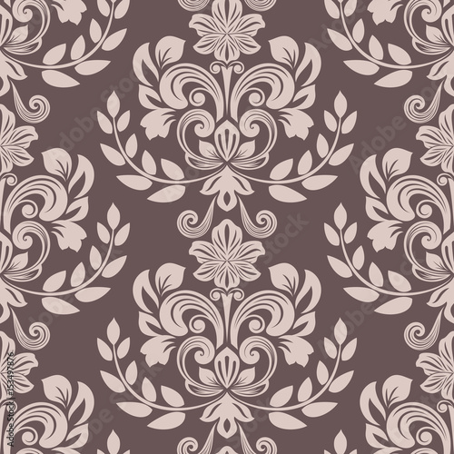 Seamless brown and beige floral wallpaper
