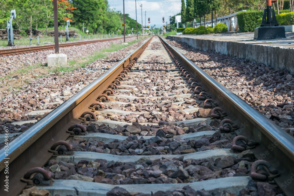 railroad track in daylight at Thailand railroad track in daylight at Thailand
