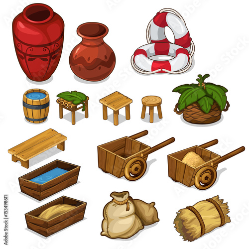 Set items for life in the countryside. Vector