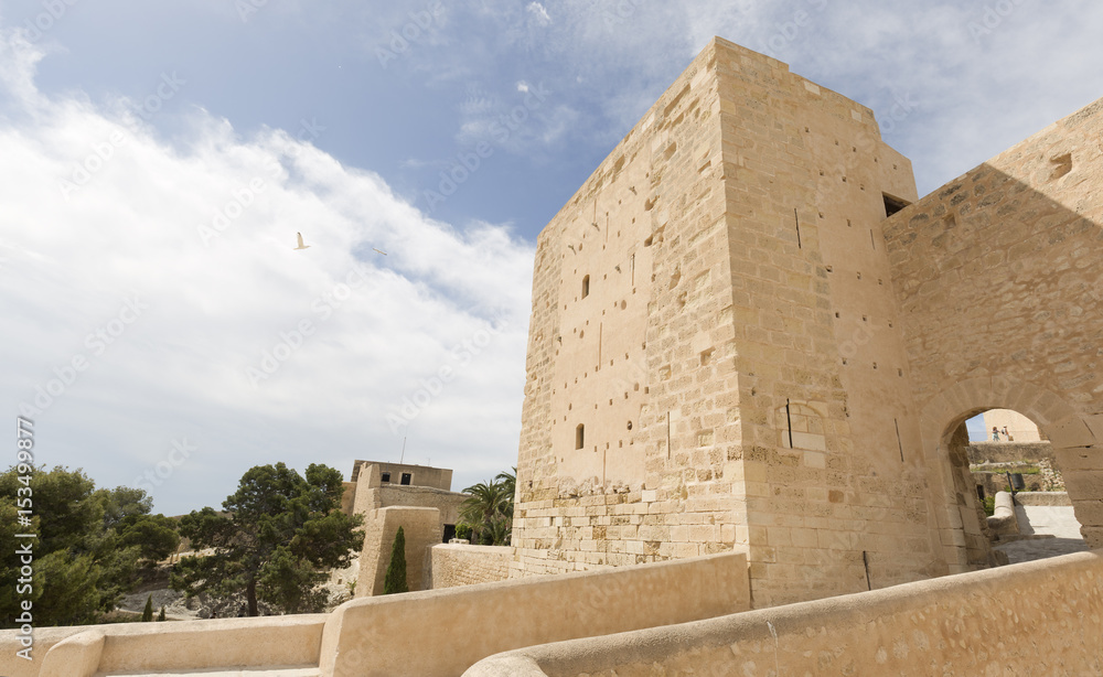Castle of Santa Barbara in Alicante, Spain..