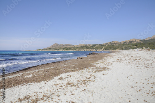 Panoramic  view of Ostriconi beach and Desert des Agriates in Corsica © stephane