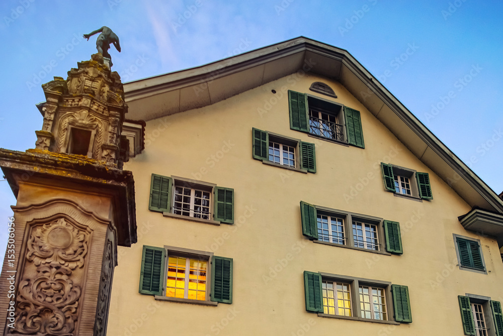 Old classic style windows of Switzerland