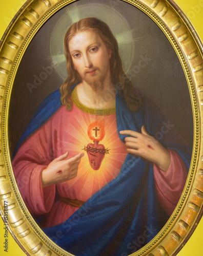 TURIN, ITALY - MARCH 13, 2017: The painting of Heart of Jesus in church Chiesa di Santa Teresia by Tommaso Lorenzone (1824 - 1902) photo