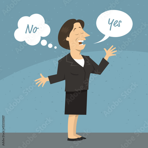 Female business woman or politician telling a lie
