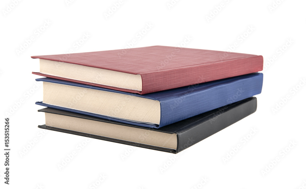 Red, blue and black hardcover books Red, blue and black hardcover books