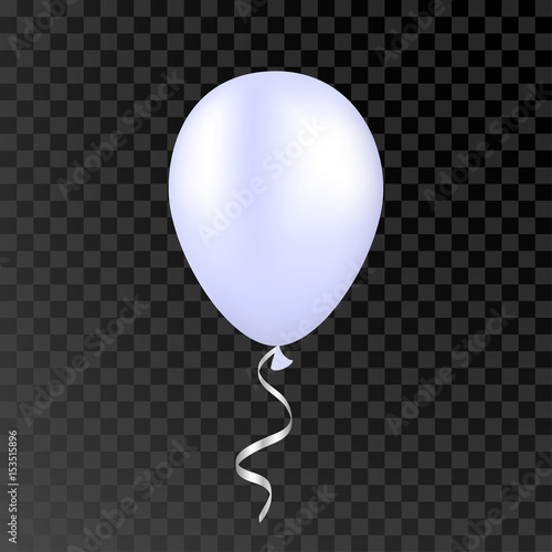 Vector white balloon on a transparent background. 3d realistic happy holidays flying air helium balloon.