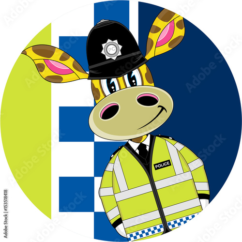 Cartoon Giraffe Police Officer