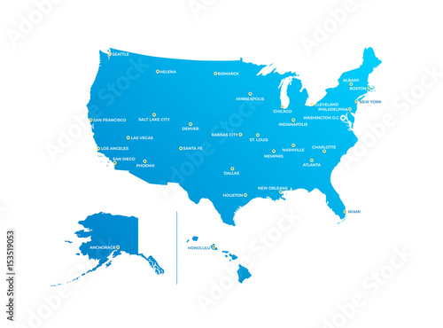 United States of America USA Cities Map