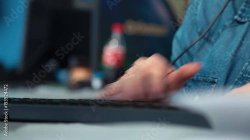 Woman typing text