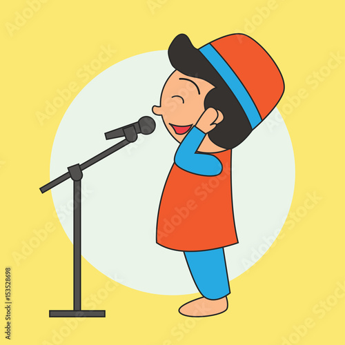 Slika na platnu Muslim calling for a prayer (azan), Islamic concept for daily activity and Ramad