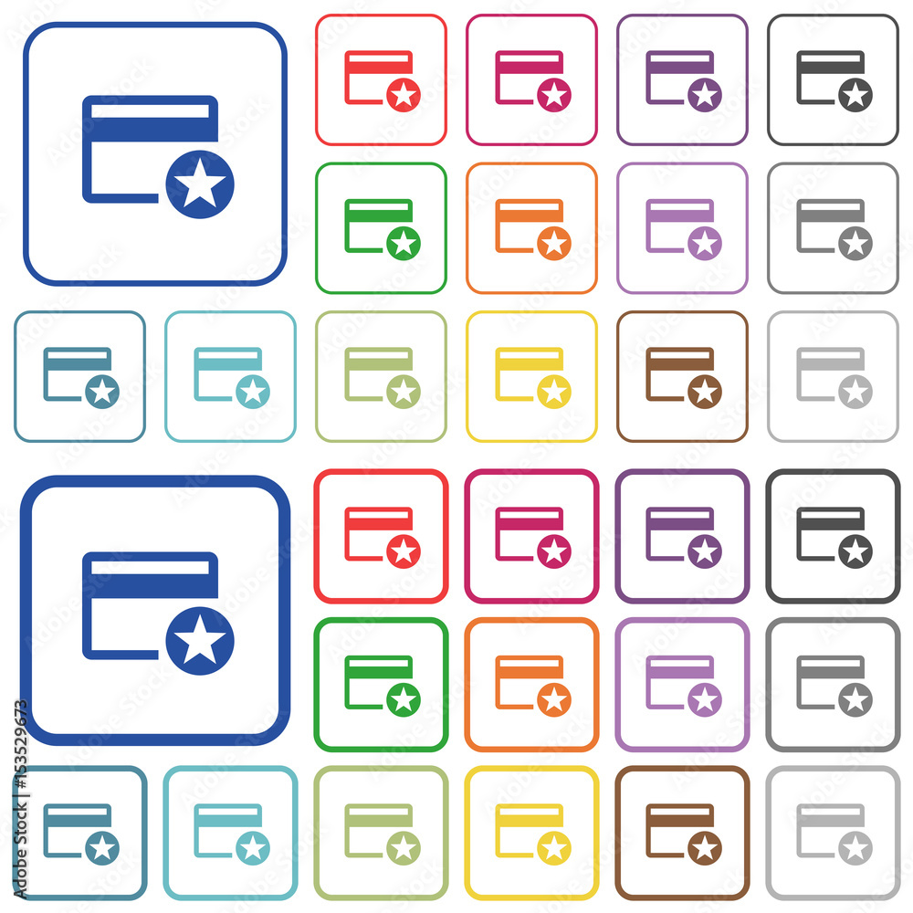 Primary credit card outlined flat color icons Primary credit card outlined flat color icons
