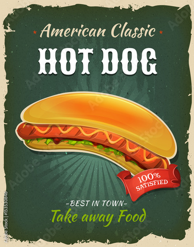 Retro Fast Food Hot Dog Poster