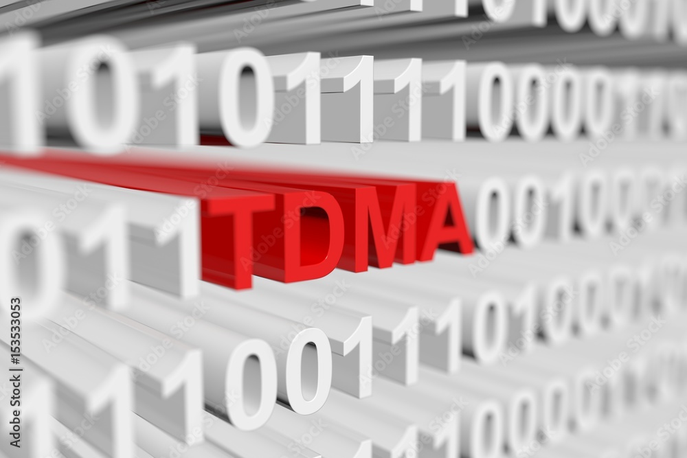 TDMA as a binary code with blurred background 3D illustration