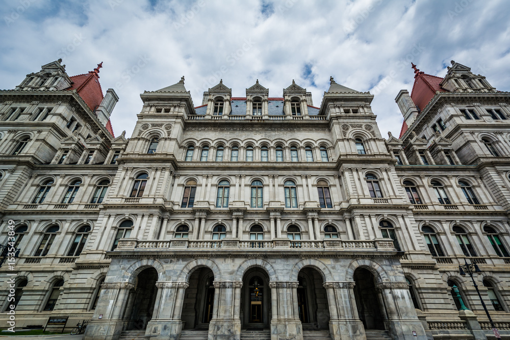 The exterior of the New York State Capitol in Albany, New York.