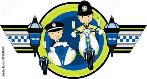 Cartoon Policeman on Scooter