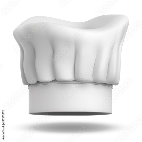 White chief cook hat isolated on white background.