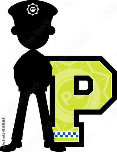 P is for Police Learning Illustration
