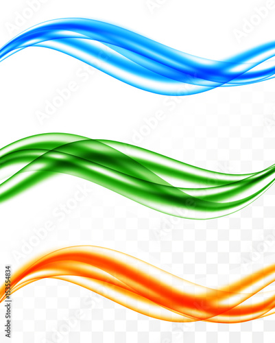 Abstract soft colorful wavy lines set