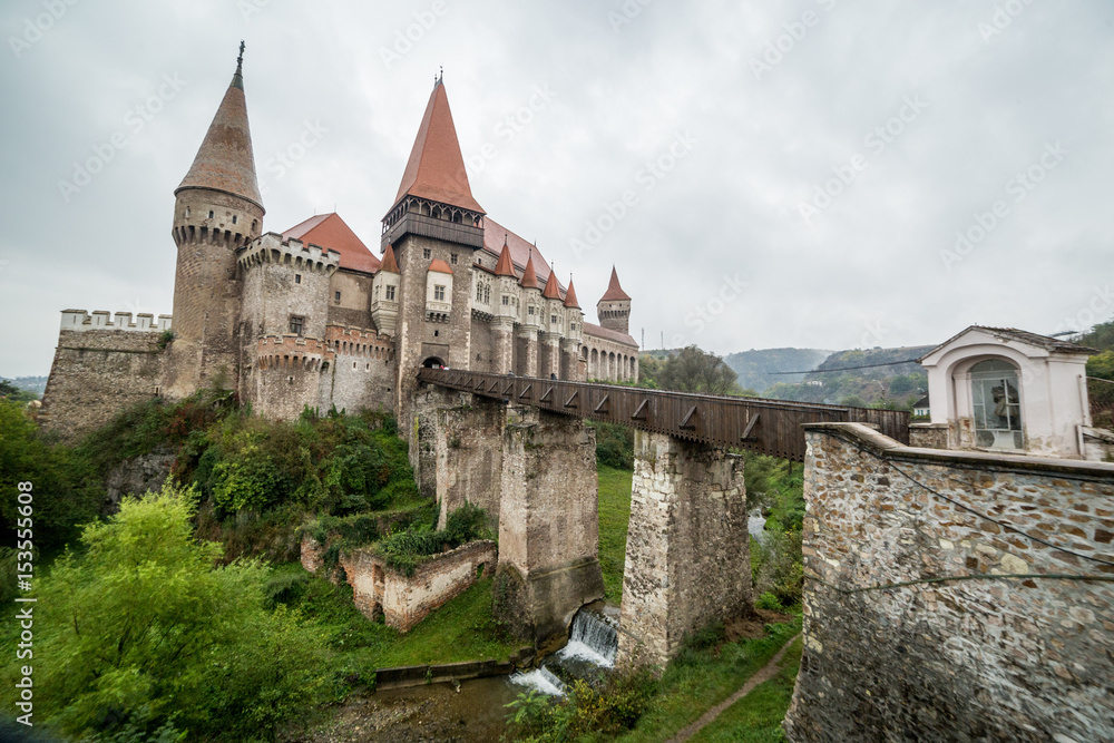Wide Angle of Corvin Castle in Hunedoara Romania