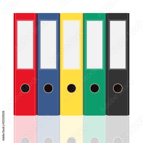Closed office binders set isolated on white background. Side view vector illustration.