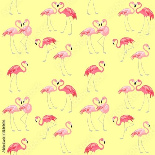 Yellow wrapping with cute pink lovely flamingo