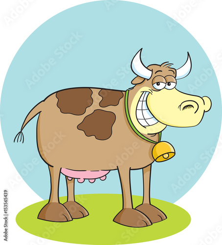 Cartoon illustration of a smiling cow,