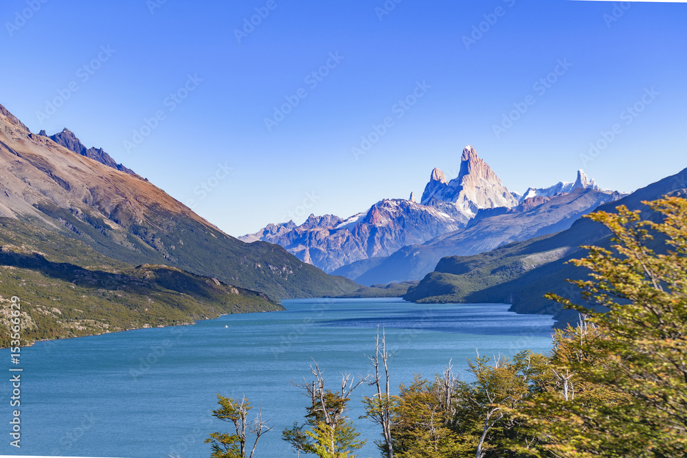 Fitz Roy and Poincenot Mountain Lake View - Patagonia - Argentina