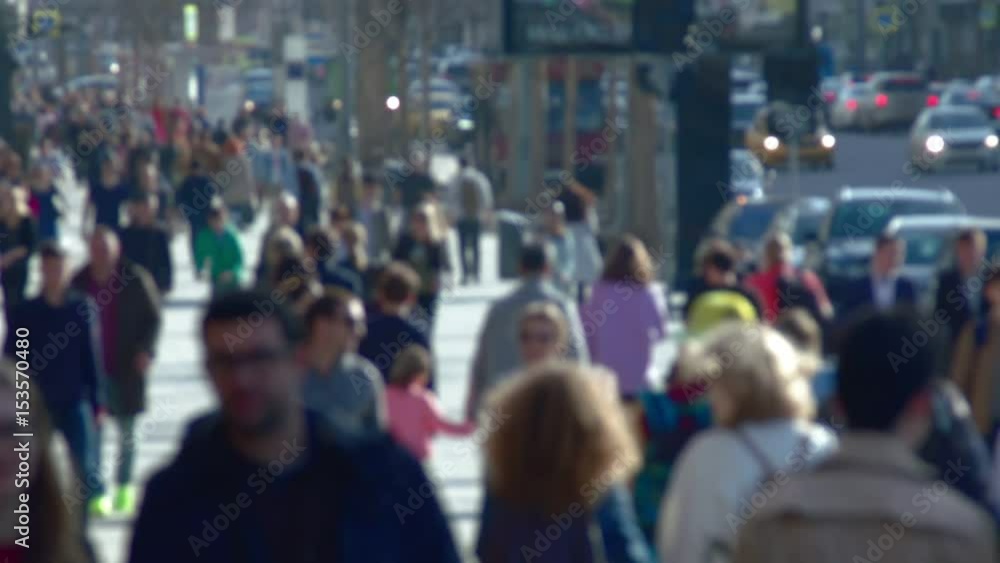 Anonymous crowd of people walking on street slow motion Anonymous crowd of people walking on street slow motion