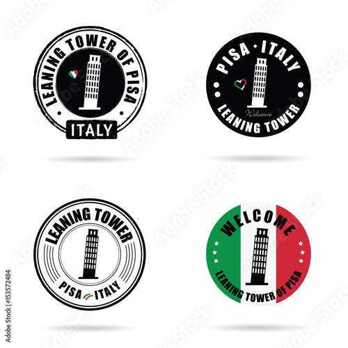 seal learning tower of pisa in italy set illustration