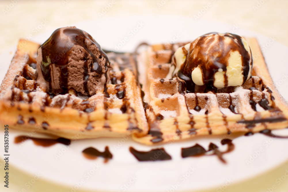 waffles with ice cream