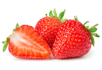 Strawberries isolated on white background