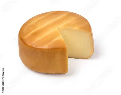 cheese wheel on white background