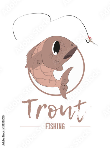 Trout fishing. A fish takes the hook