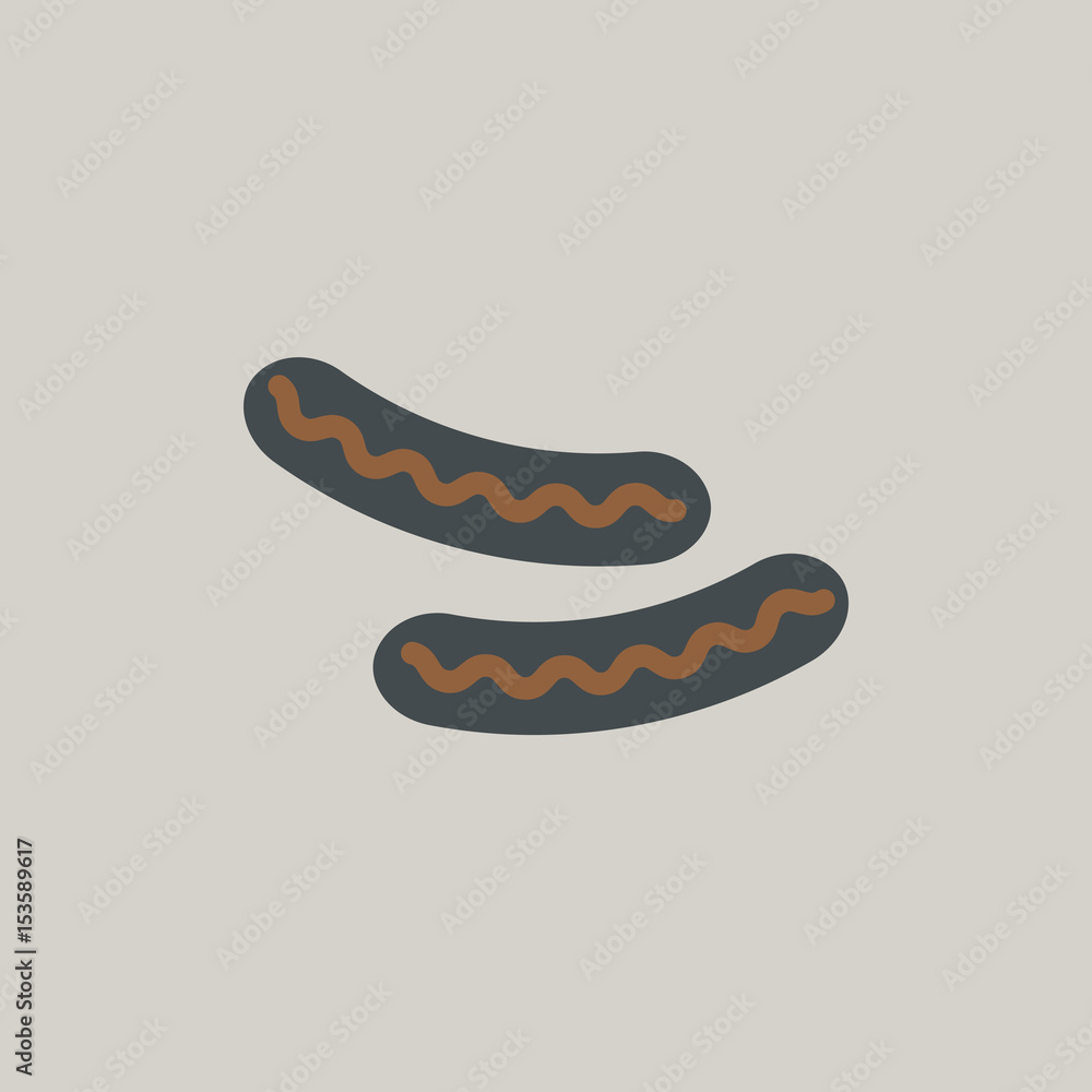 Sausage grilled, vector icon Sausage grilled, vector icon