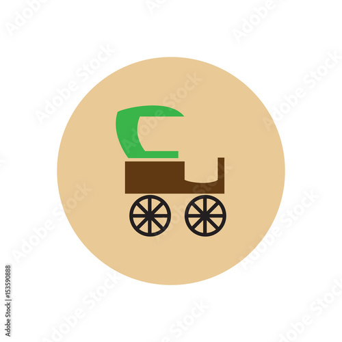 stylish icon in color circle retro carriage