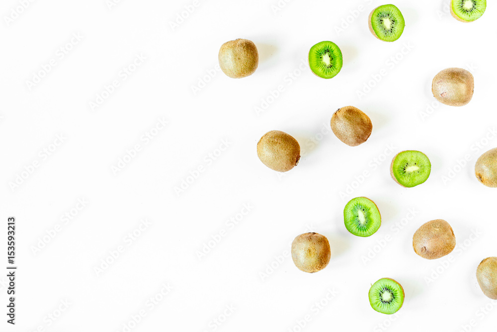 exotic fruit design with kiwi on white background top view mock up exotic fruit design with kiwi on white background top view mock up