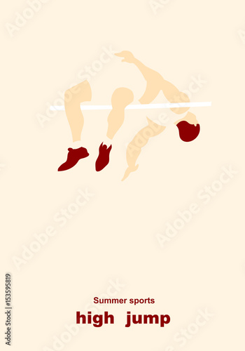 Vector illustration. Illustration shows a athlete performs a high jump. Sport. High jump