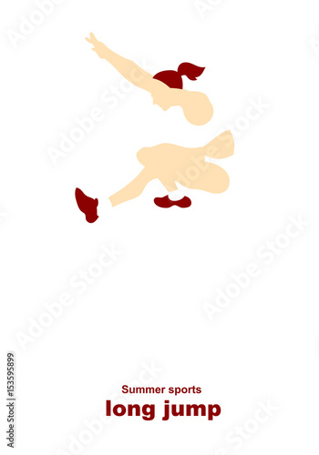 Vector illustration. Illustration shows a athlete performs the long jump. Sport. Long jump