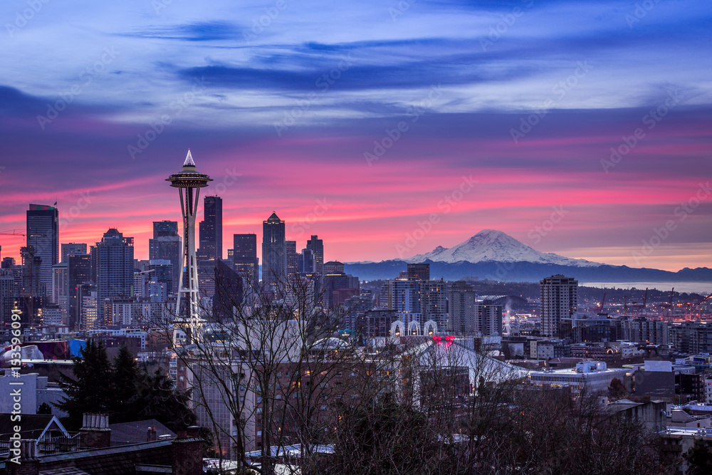 Obraz premium Sunrise on Seattle