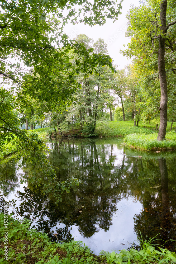 A picturesque view in Gatchina Palace Park on the beautiful nature and architecture. A picturesque view in Gatchina Palace Park on the beautiful nature and architecture.