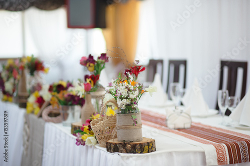 Wedding table decoration elements for a nice lovely banquet