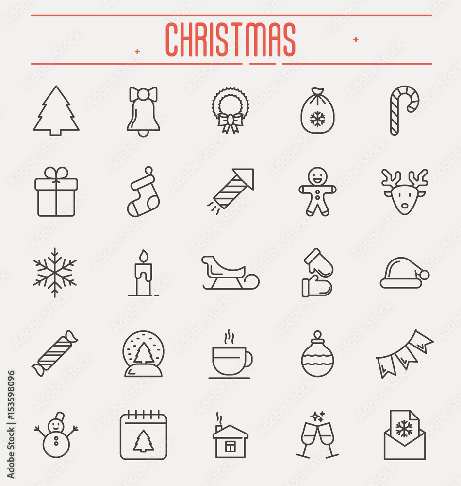 Set of new year and christmas thin line icons. Vector illustration. Set of new year and christmas thin line icons. Vector illustration.