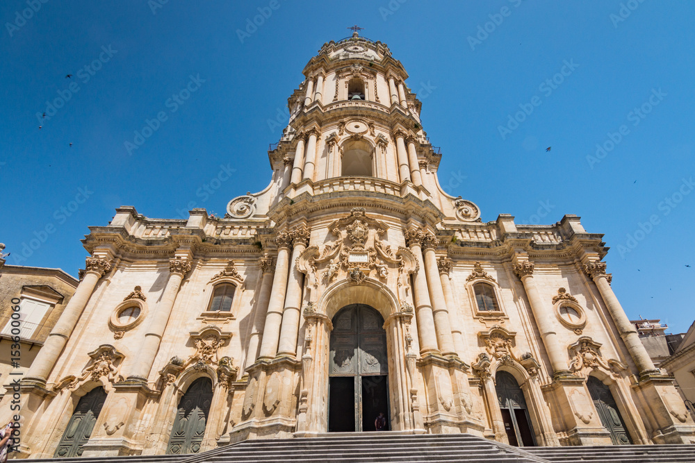 The magnificent baroque San Giorgio cathedral of the town of Modica in southern Sicily in Italy.