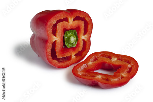 Isolated red sweet pepper on the white background