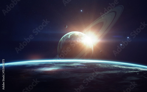 Deep space imagination, planets, stars and galaxies in endless universe Elements of this image furnished by NASA