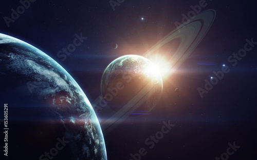 Deep space imagination, planets, stars and galaxies in endless universe Elements of this image furnished by NASA