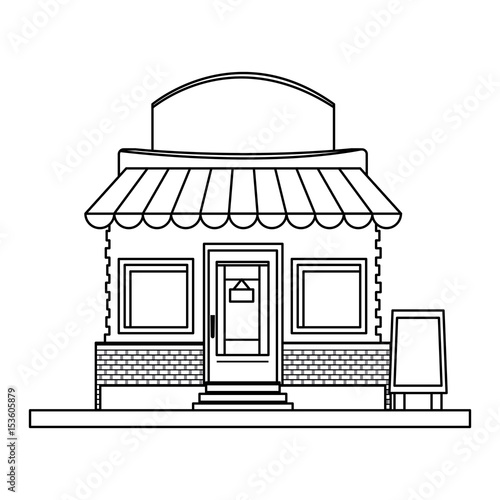 store market business shop building outline vector illustration