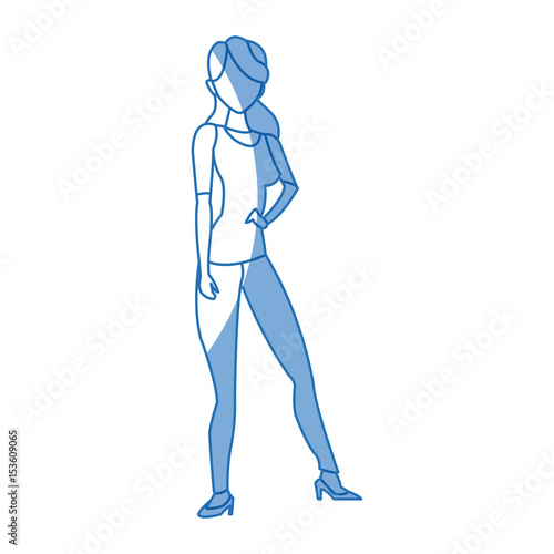 silhouette woman standing character image vector illustration